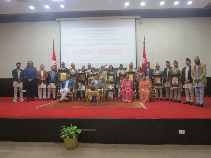 The Nepal Music and Drama National Academy Award has been conferred by the Rt. Honorable President.